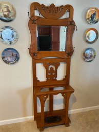 Vintage Oak Hall Tree, C. Early 20th Century - PICKUP AT AN ALTERNATE LOCATION, BY APPOINTMENT