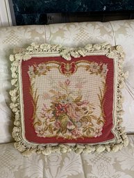 Chelsea Textiles Embroidered Floral Throw Pillow With Velvet Backing