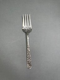 Sterling Silver Serving Fork With Repousse Decoration