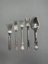 Sterling Silver Hors D'Oeuvres Forks  And A Jelly Spoon