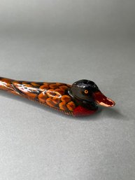 Wood Shoe Horn With Carved Duck Handle