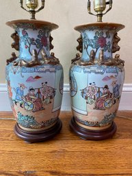 Pair Of Chinese Export Porcelain Style Lamps