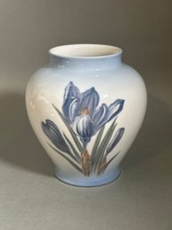 B & G Porcelain Blue And White Painted Floral Vase