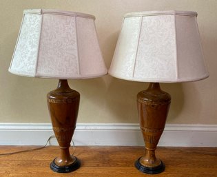 Pair Of Burlwood Lamps