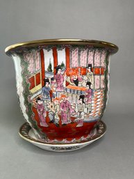 Chinese Export Famille Rose Planter And Under Plate