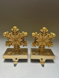 Gold Snowflake Christmas Stocking Hangers