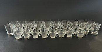 Set Of Vintage 1970s Vitrosax Italy Glass And Stainless Steel Cappuccino And Espresso Cups