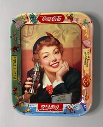 Metal Coca Cola Advertising Tray With Jane Wyman 'Thirst Has No Season' Slogan, 1953