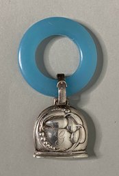 Sterling Silver Baby's Blue Teething Ring