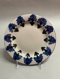 Louisville Stoneware Plate With Hand Painted Floral Border, Made In Kentucky