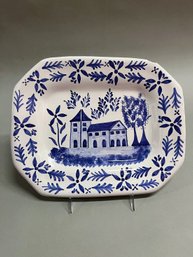 Italian Or Portuguese Hand Painted Blue And White Serving Platter