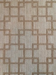 'Leather' Bound Stark Geometric Carpet In Cream And Beige