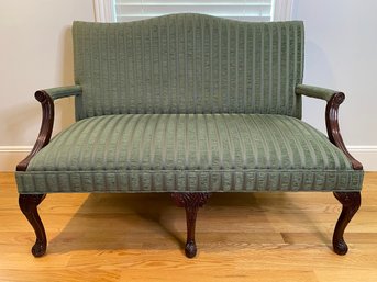 Georgian Style Upholstered Settee With Carved Legs