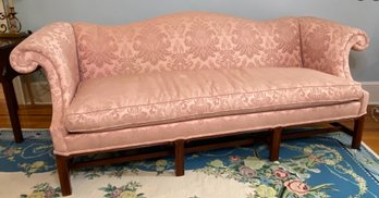 Hickory Chair Chippendale Style Camelback Sofa With Pink Damask Upholstery