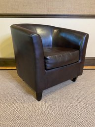 Brown Leather Barrel Chair