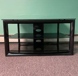 Three Tiered Black Tempered Glass TV Stand