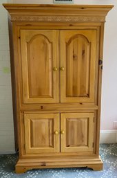 Lexington French Country Style Pine Entertainment Armoire With Carved Cornice