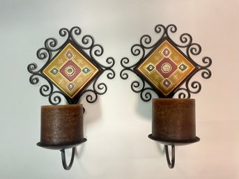 Pair Of Moroccan Style Candle Sconces