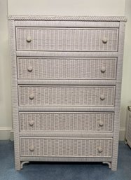Vintage Henry Link White Wicker Chest-of -drawers, C. 1980s
