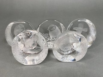 Mats Johansson Glass Paperwieghts With Animal Engravings (5)