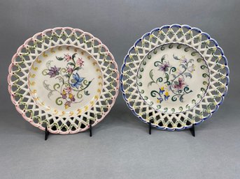 Hand Painted Ceramic Reticulated Plates, Portugal