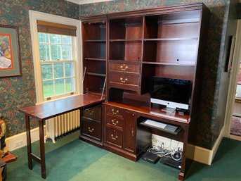 Hekman Library Wall Bookcase, Computer Desk With Drop-Down Work Table