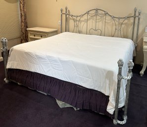 White Painted Wrought Iron King Bed