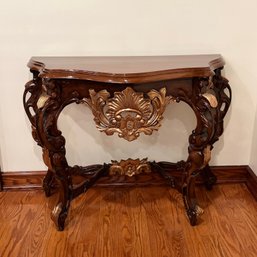 Rococo Style Parcel-gilt Walnut Console Table, 20th Century