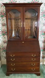 Colonial Revival Style Mahogany Veneer Secretary Desk And Bookcase