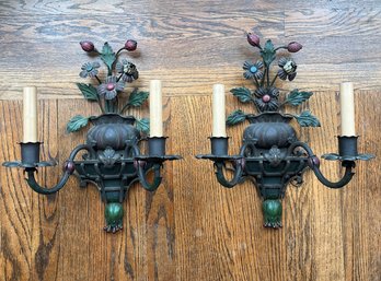 Pair Of Floral Wall Sconces