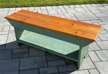 Rustic Country Style Painted Pine Bench