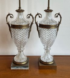 Pair Of French, Ormolu Mounted, Baccarat Style Crystal Lamps