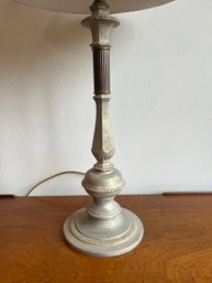 Silver Tone Candlestick Lamp