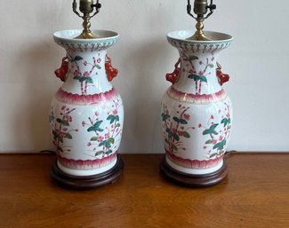 Pair Of Chinese Export Vases Now As Lamps (2)