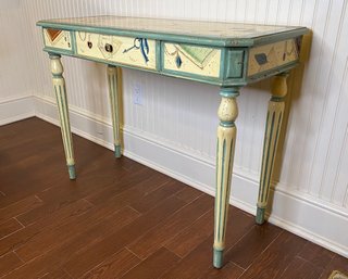 Sheraton Style Trope L' Oeil Painted Console Table