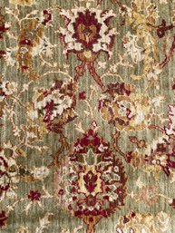 Stark Wool Tabriz Style Carpet In Green, Tan And Red/orange