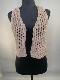 Robert Rodriguez Size S Crochet Shine Gold Metallic Vest