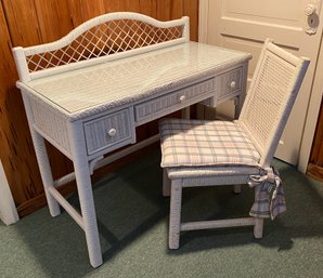Henry Link White Wicker Desk And Chair