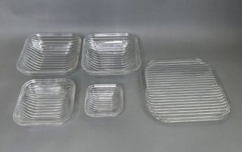 Five Piece Set Of Villeroy & Boch Quadra Crystal Servingware