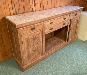 Antique French Provincial Sideboard With Tile Top