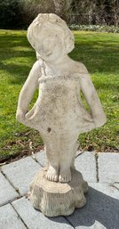 Outdoor Cement Sculpture Of Girl In Dress
