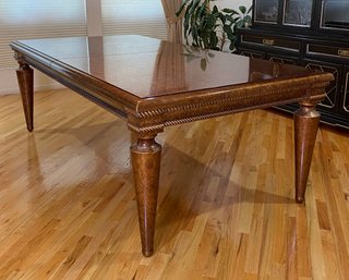 Custom Italian Tuscan Style Dining Table With A Painted Bronze Blurled Wood Finish