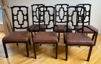 Set Of 6 Chinese Chippendale Style Dining Chairs, Circa 1940