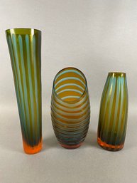 Three Cyan Design Vases