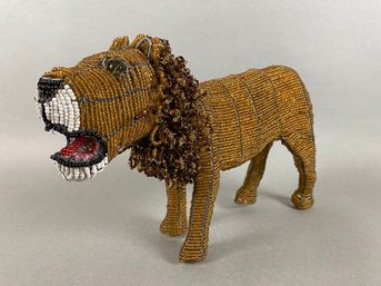 African Handmade Beaded Wire Lion