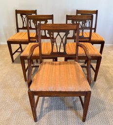 Five Matching Vintage Neoclassical Style Dining Chairs Consisting Of One Arm And Four Side Chairs