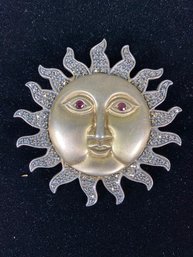 Sterling Silver Sun Brooch