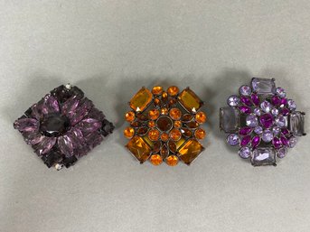 Vintage Rhinestone Pendant Brooches (3)