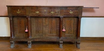 Classical Mahogany Sideboard With Paw Feet, 19th Century