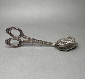 Pierced Sterling Silver Serving Tongs